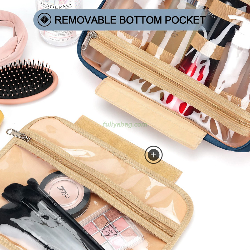 Multifunctional Hook Toiletry Bag Women Foldable Travel Jewelry Organizer Polyester Makeup Cosmetic Bag Case