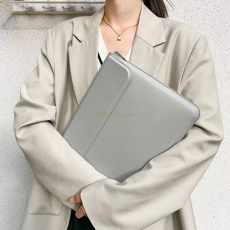 Custom Logo Smooth Leather Portable Protective Laptop Cover Notebook Computer Stand Flip Laptop Sleeve Case for Mackbook