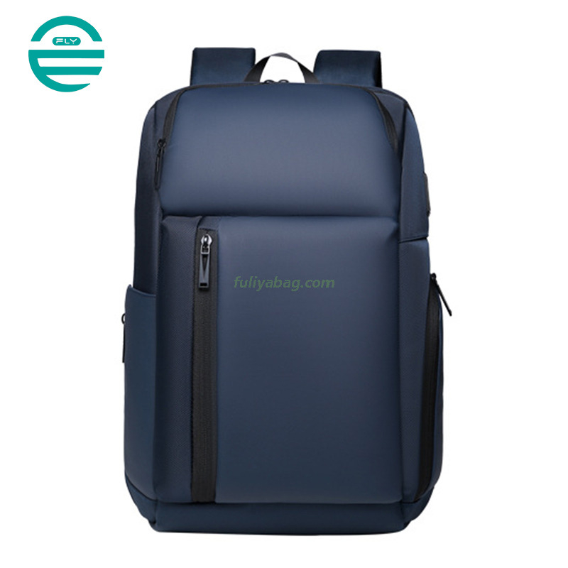 Large Capacity USB Charging Port Black Leather Backpack Business Waterproof Travel Laptop Backpack for Men