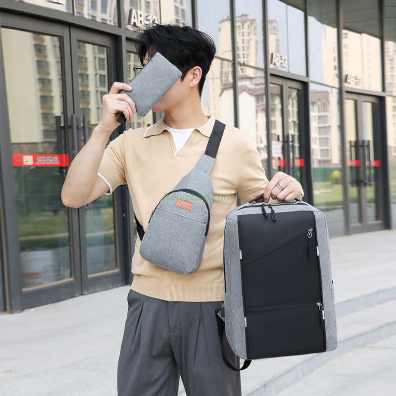 Custom Portable College Oxford 15.6 Inch Waterproof Business USB Charging Student School Bags Laptop Backpack