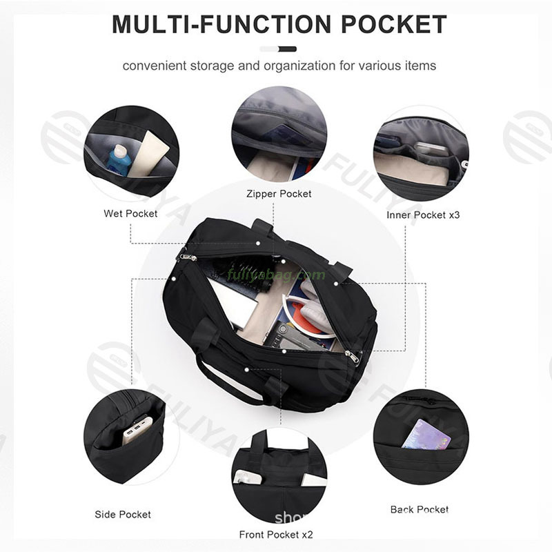 Custom Logo Size Duffle Sports Gym Bag Portable Women Travelling Duffel Travel Bag with Waterproof Shoe Compartment