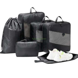 Customized Waterproof 6pcs Set Travel Packing Bag Compression Packing Zipper Storage Bags for Shoe Clothes Organizer