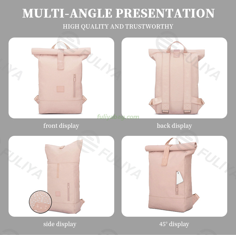 Fashion Outdoor Rolltop Backpack Waterproof Lightweight Roll Up Daypack Bag Student Laptop Backpack for Men Women