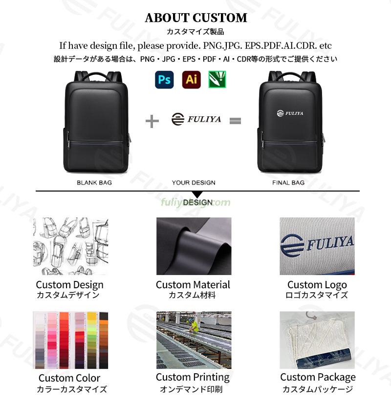 Custom High Quality Pu Leather Men's Computer Backpack Waterproof Classic School Travel Laptop Backpack With Usb Charging