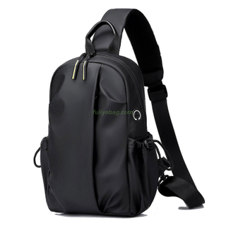 Custom Multifunctional Men's Shoulder Messenger Bag Durable Waterproof Zipper Closure Chest Bag With Headphones Hole