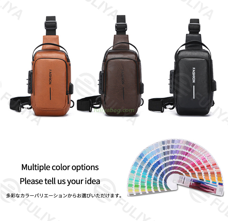 Custom Logo Waterproof USB Anti Theft Crossbody Bag Men Shoulder Chest Motorcycle Bike Sling Bag With Password Lock