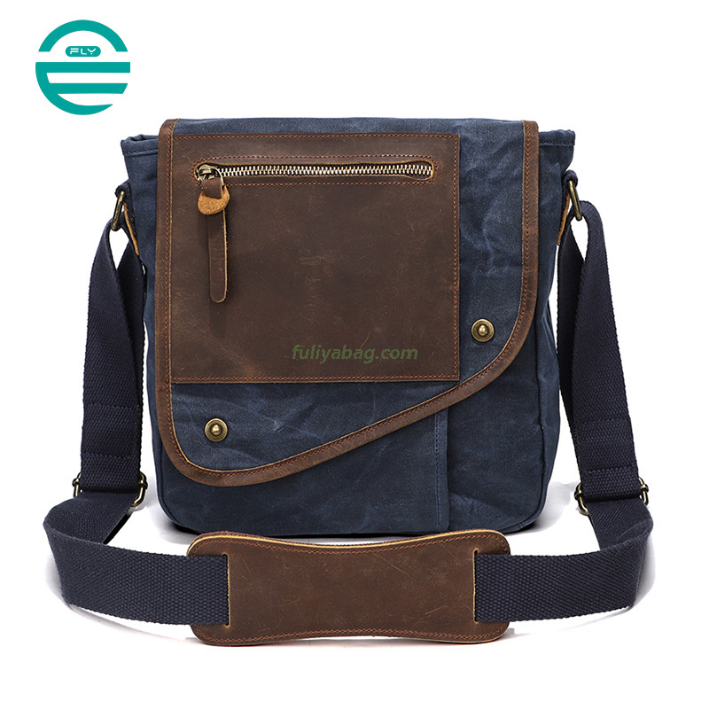 Custom Vintage Waterproof Crossbody Single Shoulder Bag Luxury Canvas Business Messenger Bag for Men