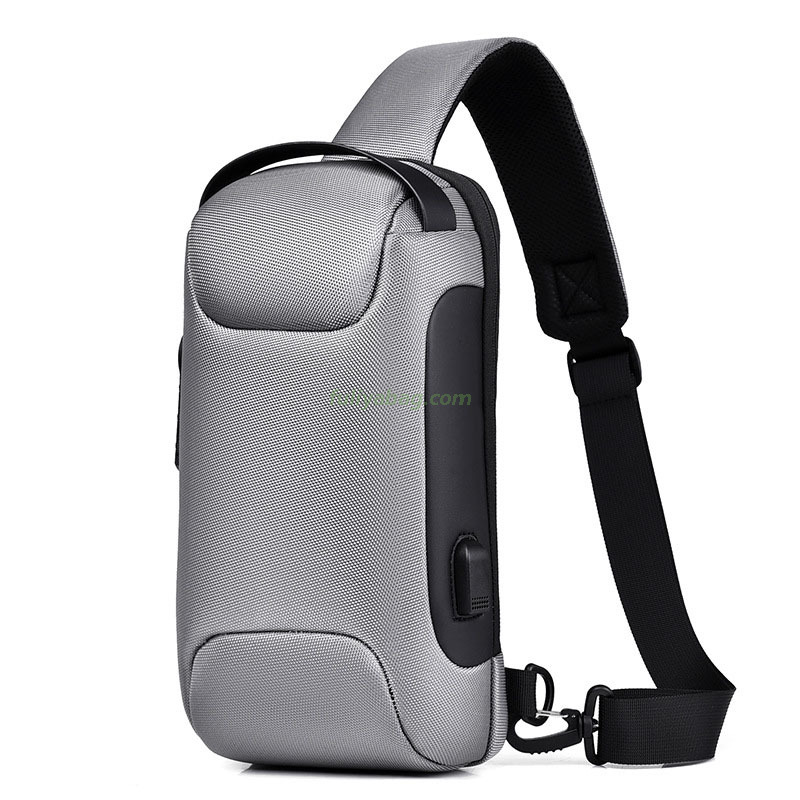 Waterproof Custom Anti Theft Sling Shoulder Bag Fashion Mens Crossbody Motorcycle Chest bag with Phone Recharger