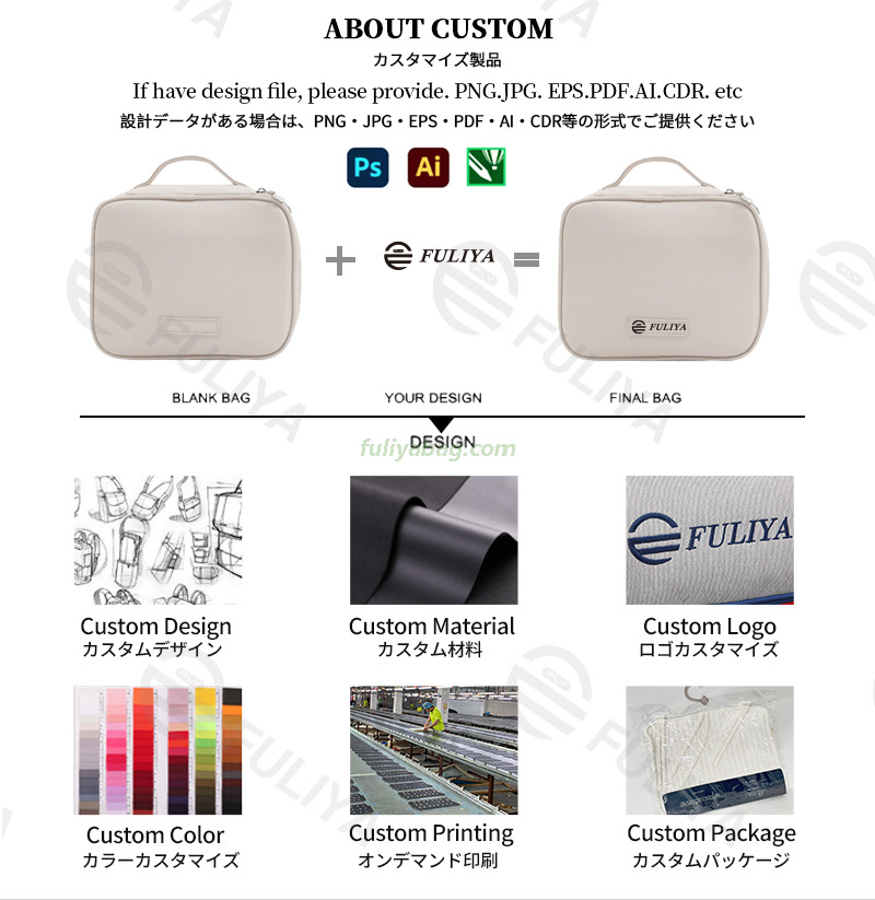 Custom Portable PU Leather Travel Makeup Bag Large Capacity Toiletry Organizer Large Make up Bags Cosmetic Storage Case