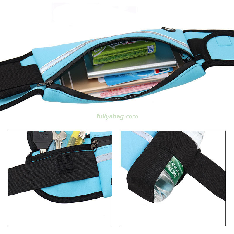 Custom Elastic Fanny Packs Waterproof Mobile Phone Holder Jogging Sports Running Belt Waist Bag With Water Bottle Holder