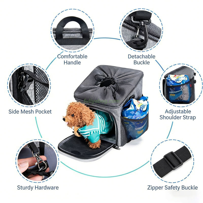 Custom Large Capacity Breathable Waterproof Cat Dog Travel Bag Single Shoulder Pet Carrier Backpack for Hiking Biking