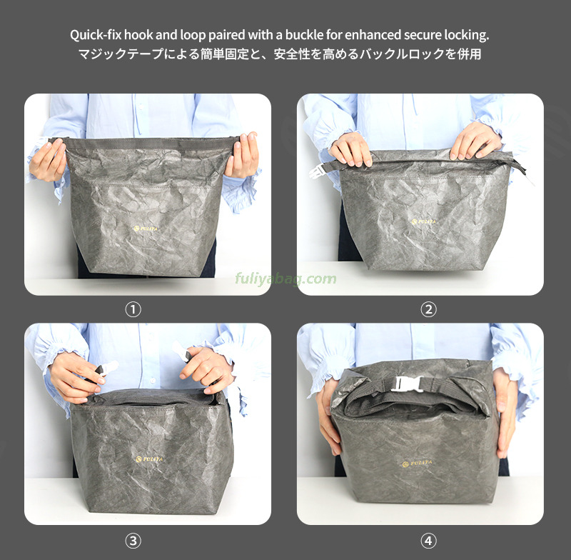 Custom Eco-Friendly Folding Food Pouch Reusable Leak-Proof Cooler Bag Tyvek Insulated Lunch Bag for Work School Picnic