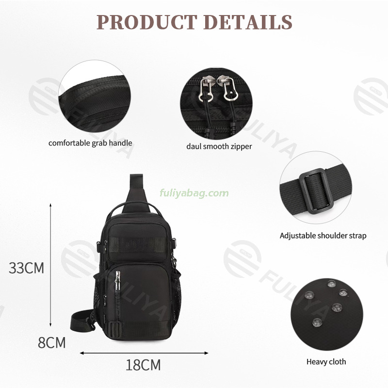 Custom Oxford Chest Bag Men Business Shoulder Fashion Leisure Cycling Hiking Travel Bag Large Capacity Crossbody Bag