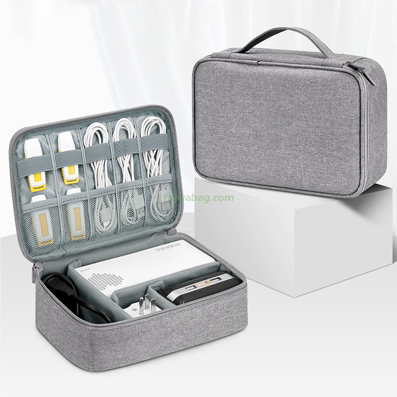 New Custom Logo Portable Zipper Travel Gadget Digital Electronic Accessories Storage Cable Earphone Organizer Bag