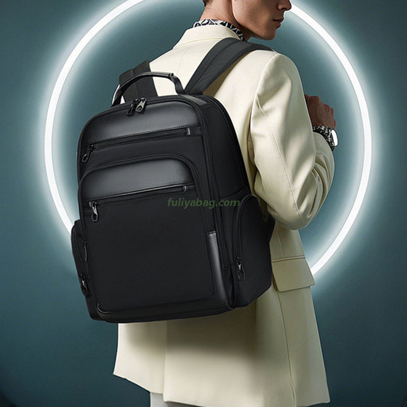 Custom Logo Black Waterproof Oxford Travel Business Computer Rucksack Airplane Office Laptop Backpack for Men Daily Use