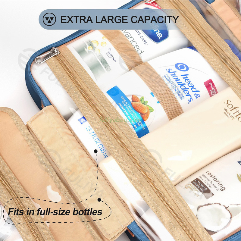 Multifunctional Hook Toiletry Bag Women Foldable Travel Jewelry Organizer Polyester Makeup Cosmetic Bag Case