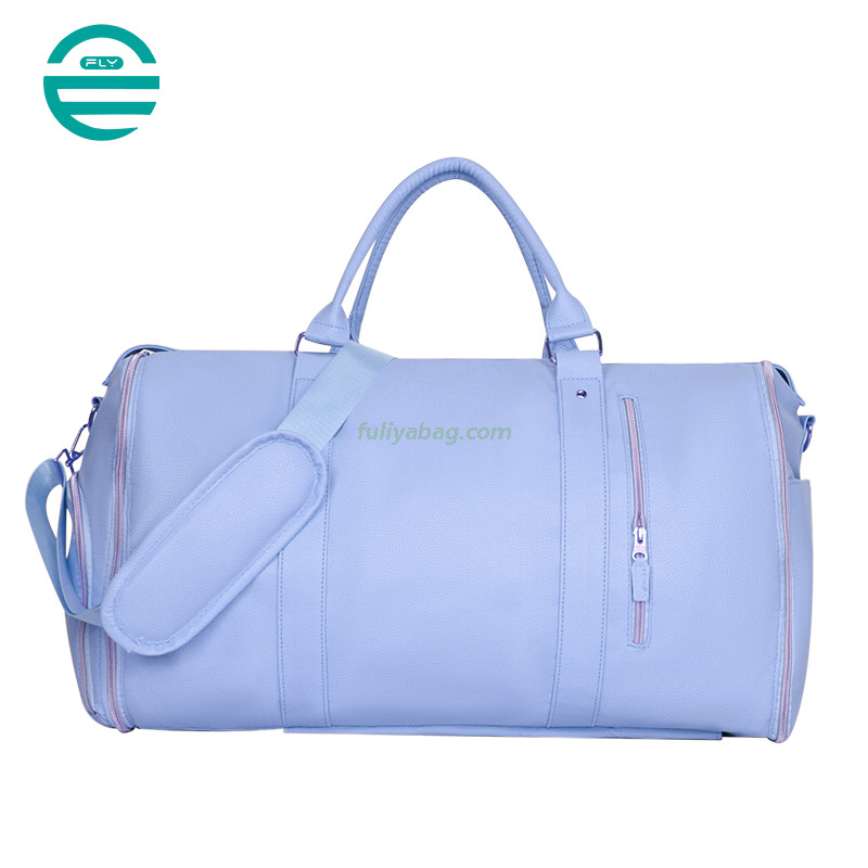 Wholesale Expandable Outdoor PU Leather Luggage Travel Folding Business Suit Bag Men Duffel Garment Travelling Bag