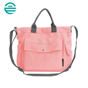Custom Recycled Cross Body Single Shoulder Shopping Bags Large Women's Canvas Tote Bag with Pocket and Zipper