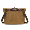 Vintage Camping Laptop Tote Bag Custom Waxed Canvas Satchel Single Shoulder Crossbody Messenger Bag For Men