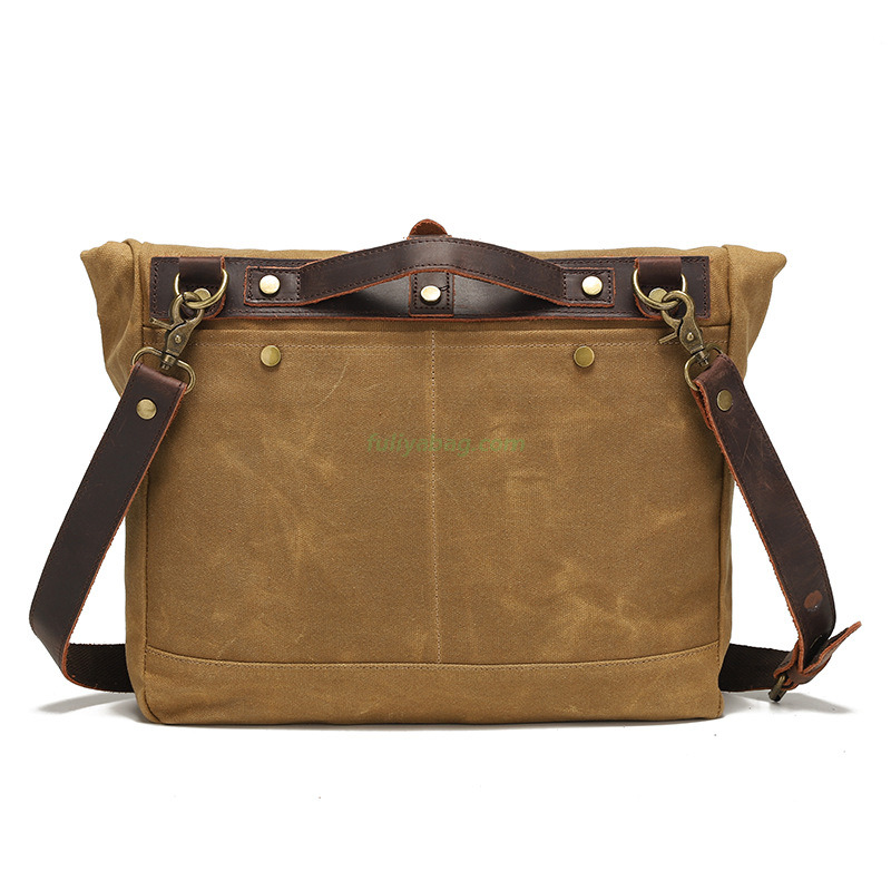 Vintage Camping Laptop Tote Bag Custom Waxed Canvas Satchel Single Shoulder Crossbody Messenger Bag For Men