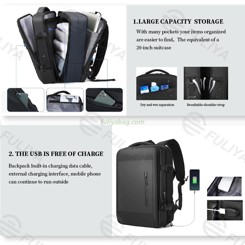 High Capacity Waterproof Women Pink Anti Theft Expandable College School Business Travel Luggage Laptop Backpack