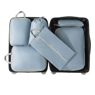 Reusable Oxford Suitcase Organizer Bag 6-Piece Portable Travel Compression Cubes Storage Bag for Clothes Shoes Cosmetic