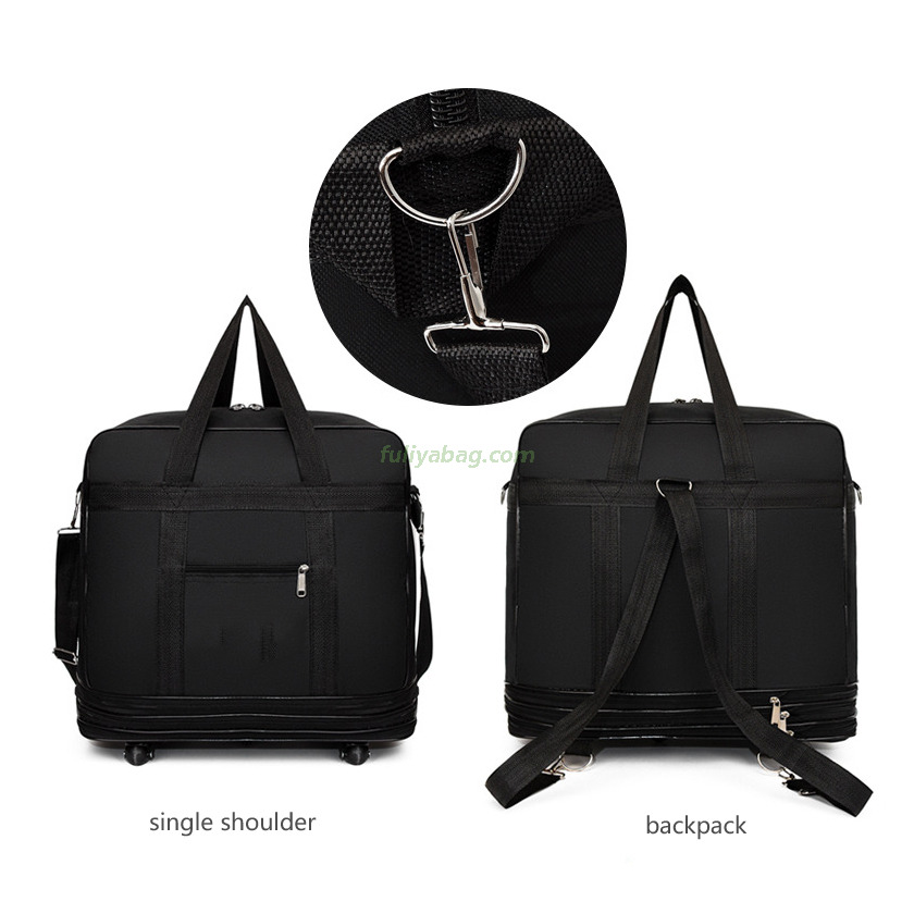 Wholesale Custom Unisex Large Capacity Foldable Expandable Travel Luggage Rolling Wheeled Trolley Backpack Duffel Bag