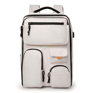 OEM Oxford Waterproof USB Charging Multiple Compartments Laptop Bagpack Business Student 180° Closure Travel Backpack
