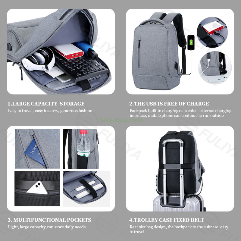 Wholesale Customized Oxford Big Capacity Laptop Backpack USB Charging Business Backpack Laptop Bag for Daily Use