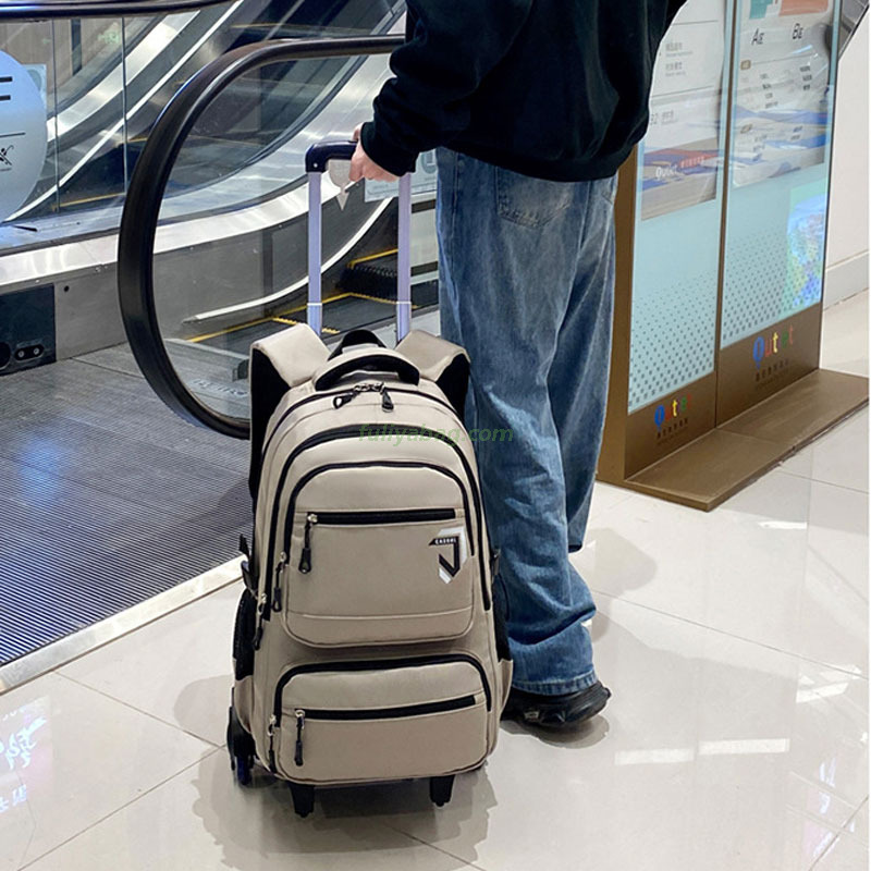 Fashion Large Capacity Waterproof Boys' Backpack Wear Resistant Student Backpack Schoolbags Teens Trolley Bags With Wheel
