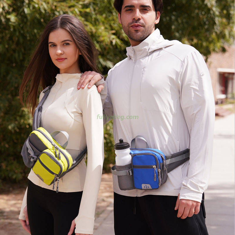 Large Capacity Outdoor Hiking Fitness Water Bottle Waist Bag Waterproof Nylon Mobile Phone Cycling Sports Waist Bag