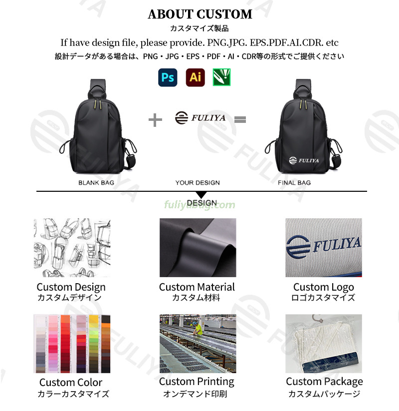Custom Multifunctional Men's Shoulder Messenger Bag Durable Waterproof Zipper Closure Chest Bag With Headphones Hole
