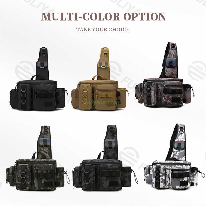Wholesale Waterproof Oxford Camouflage Fishing Tackle Crossbody Bag Large Capacity Tactical Outdoor Fishing Rod Bag