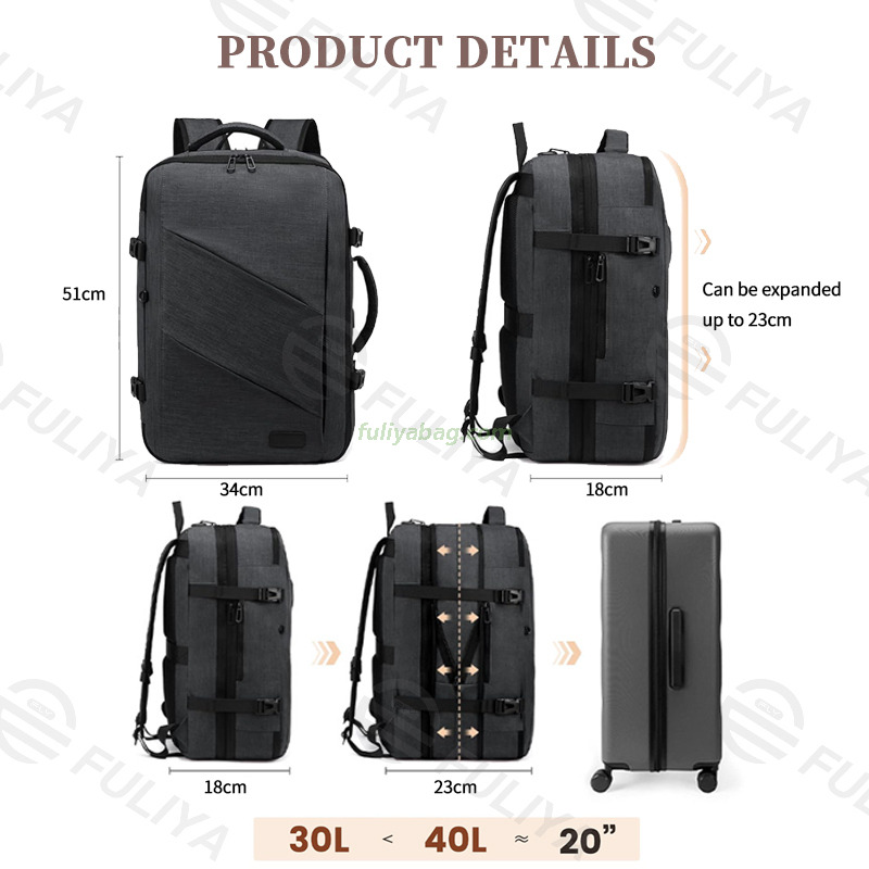 Custom Waterproof Large Usb Business Laptop Bag Carry on Light Approved Expandable Backpack Men Women Travel Bag Sets
