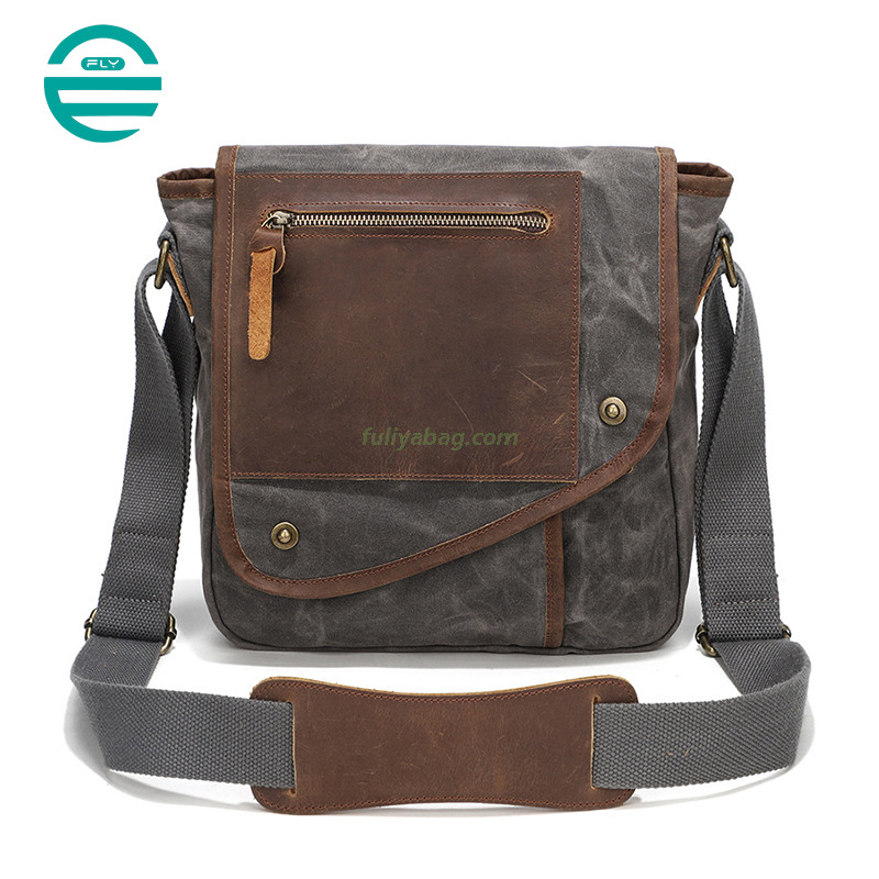 Custom Vintage Waterproof Crossbody Single Shoulder Bag Luxury Canvas Business Messenger Bag for Men