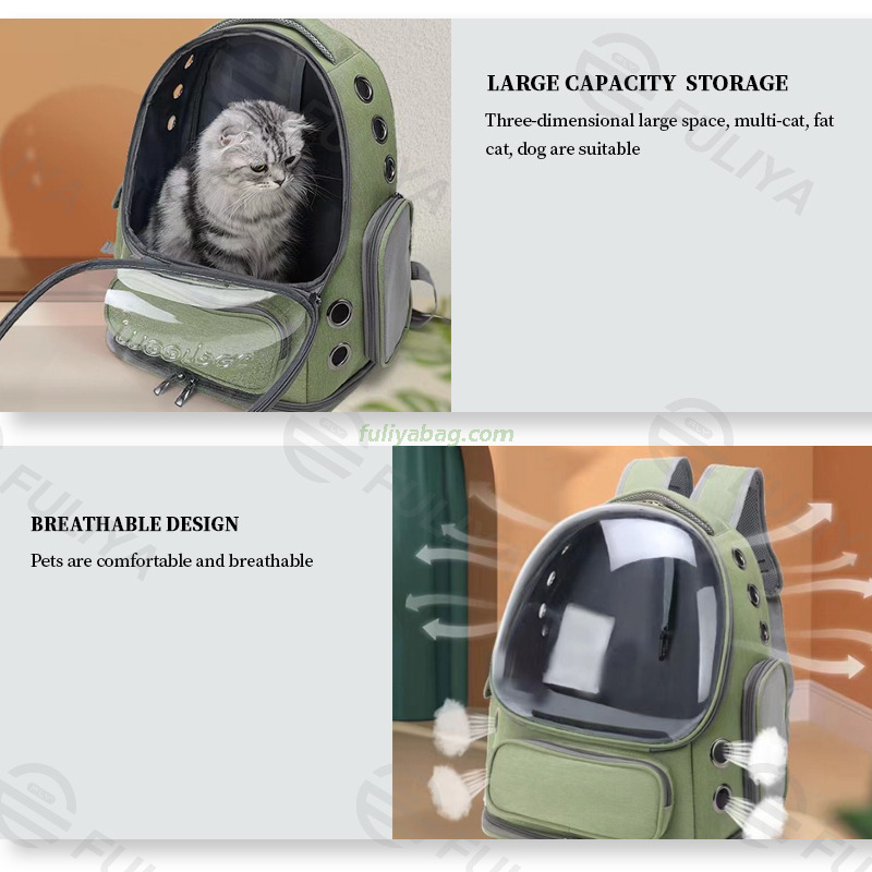 Portable Light Weighted Pet Backpack Outdoor Travel Cat Dogs Bag Belt Zipper Bubble Expandable Pet Backpack