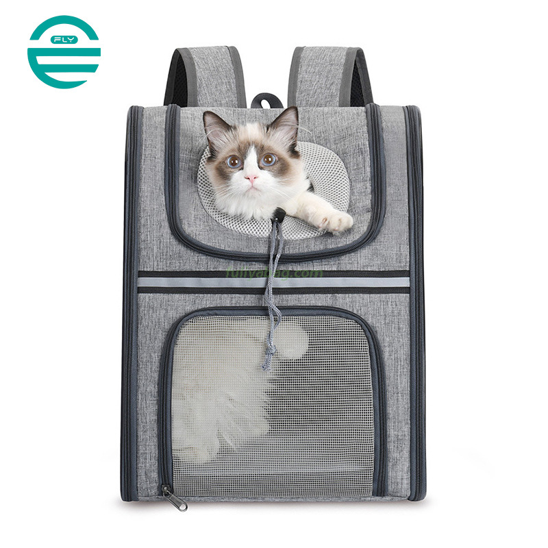 Large Capacity Outdoor Pet Walking Night Reflective Backpack Pet Carrier Shoulder Bag Dog Cat Carrying Backpack