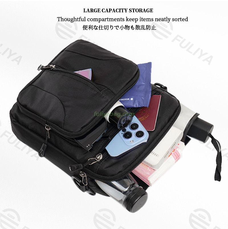 Fashionable Durable Multi-Pocket Oxford Lightweight Mobile Phone Shoulder Messenger Bag Crossbody Bag for Men Women