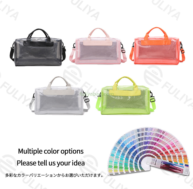 Custom Logo PVC Casual Transparent Storage Bag Waterproof Lightweight Outdoor Travel Swimming Duffle Sport Gym Bag
