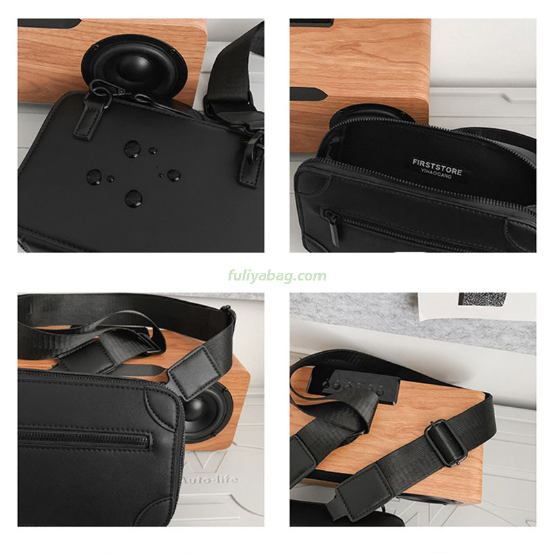 Customized Logo Trendy Soft Pu Casual Small Square Zipper Hand Bag Personalized Men Single Shoulder Crossbody Bag