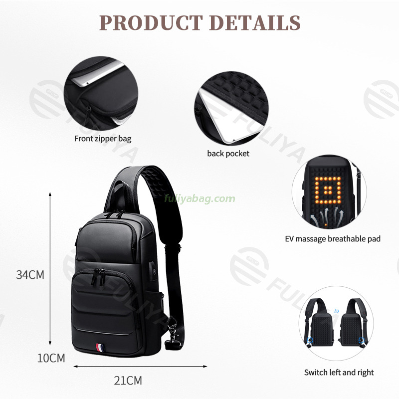 Waterproof Custom USB Charging Crossbody Shoulder Messenger Bag Motorcycle Chest Pack Bag for Men