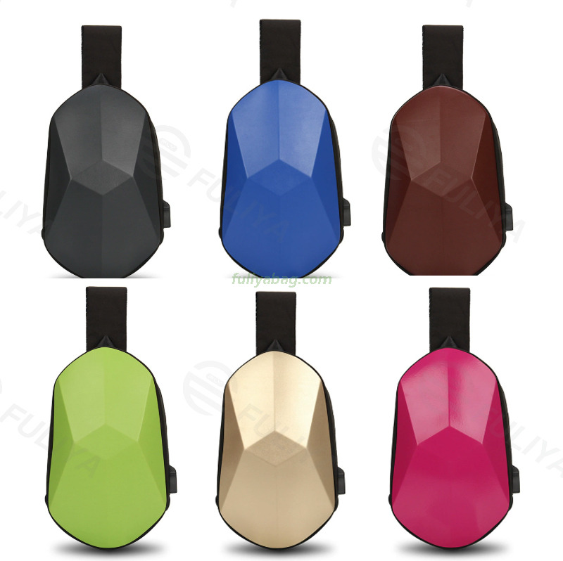 Custom Men Utility USB Multi Color Black Waterproof Unisex Outdoor Sport Chest Crossbody Back Pouch Hard Shell Sling Bag