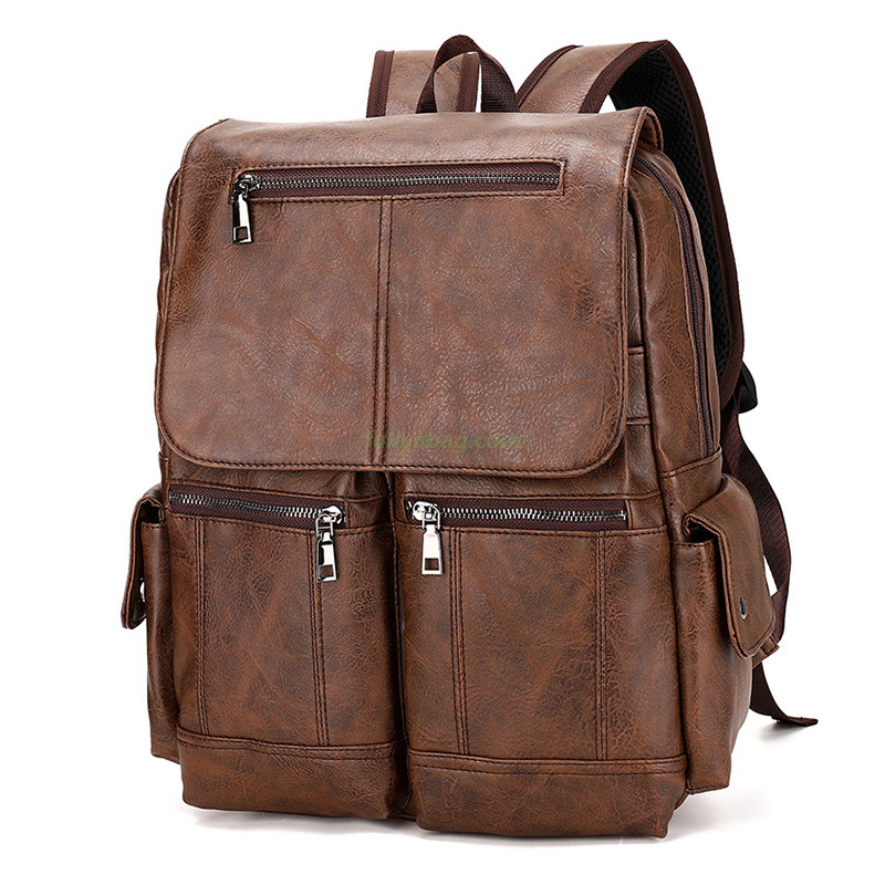 High Quality PU Leather Rucksack Leisure Stylish School College Laptop Backpacks for Women Men Business