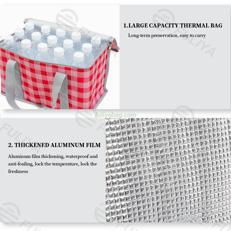 Customized Collapsible Insulated Ice Cooler Bag Aluminum Frame Fabric Folding Outdoor Picnic Basket with Handle