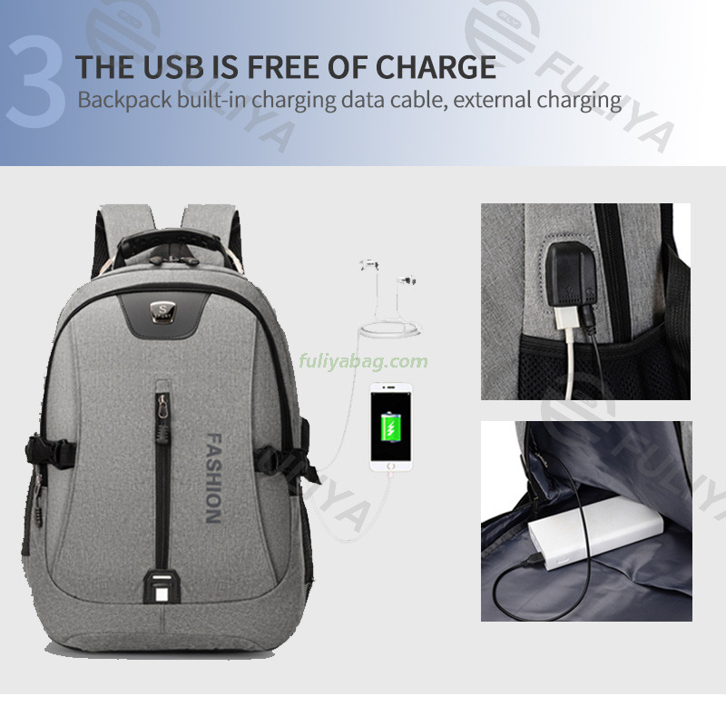 Custom Logo Oxford Student Backpack Portable Hiking Business Waterproof Travel Sports Laptop Backpack With USB Charging