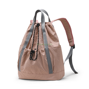 Custom Women Men Portable Nylon Waterproof Drawstring Backpack for Cycling Gym College Badminton Pull String Sport Bag