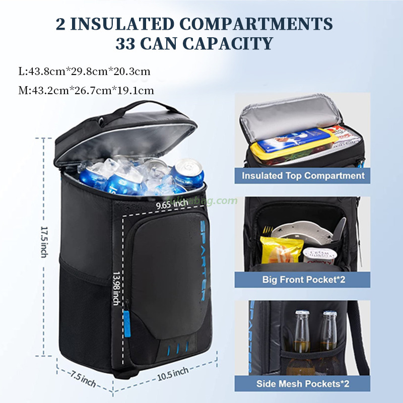 Travel Cooler Bag Camping Lunch Backpack Men Women Backpack Insulated Leak Proof 30L 45L Cooler Bag For Cans