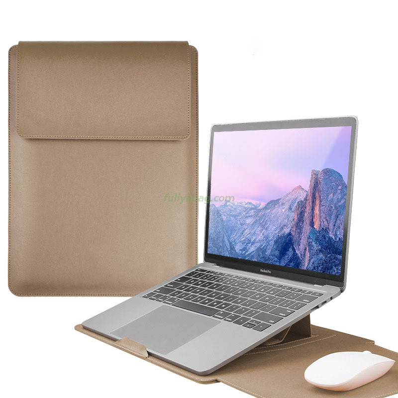 Customized Computer Tablet Notebook Protective Case Bag 13 14 15 16inch Ultra-thin Leather Laptop Sleeve Bag with Stand
