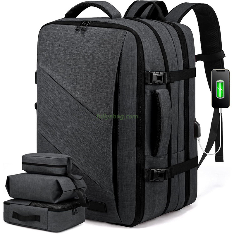 Custom Waterproof Large Usb Business Laptop Bag Carry on Light Approved Expandable Backpack Men Women Travel Bag Sets