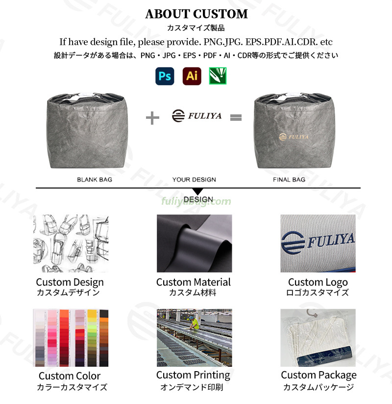 Custom Eco-Friendly Folding Food Pouch Reusable Leak-Proof Cooler Bag Tyvek Insulated Lunch Bag for Work School Picnic